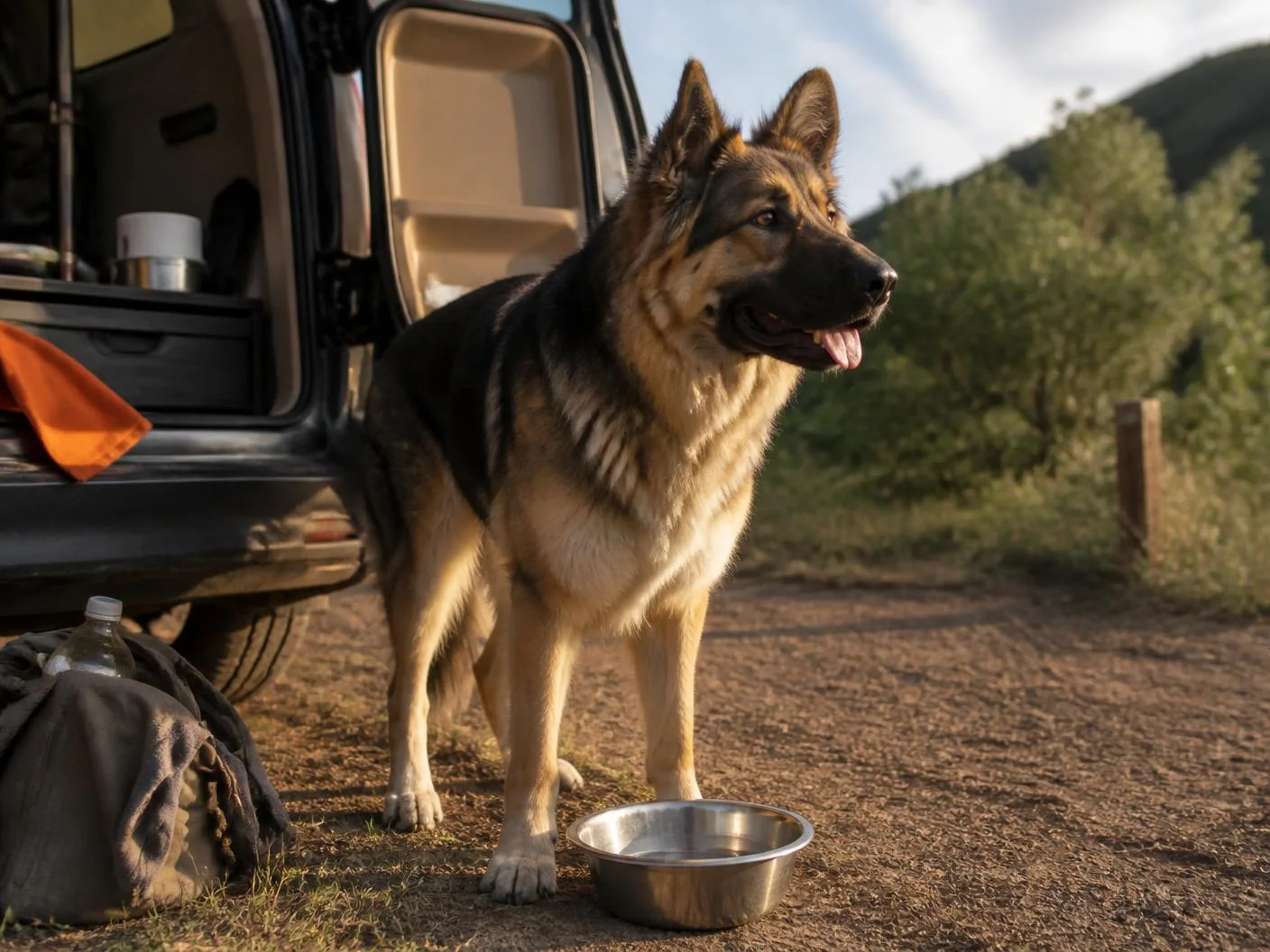 Big dog road trip packing list: what to bring for an overnight drive.